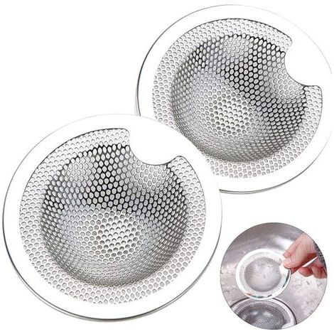 Filtre à évier en acier inoxydable 2PCS – Crépine de vidange pour évier, baignoire et lavabo – Compatible avec tuyaux de 7,5 à 9,5 cm (1/5)
