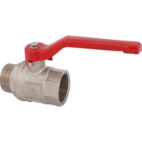 Schlösser Armaturen KUGELHAHN, VOLLER DURCHG, DN25 AGxIG1", 74MM, STAHLGR.ROT, VERNICK.