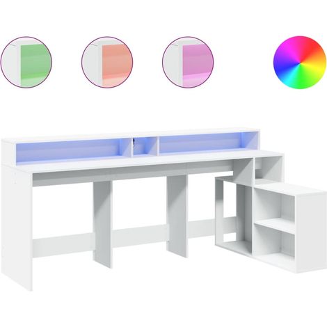 Maison Exclusive - Scrivania con Luci LED Bianca 200x104x91 cm in Truciolato