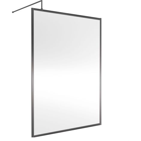 Balterley Framed Wetroom Screen, 1400mm, Brushed Pewter