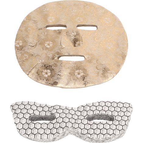 Masque facial en tissu Tencel doré à motif floral + Masque pour les yeux papillon en graphène léger : léger, économe en eau, doux et respectueux de la peau. Masque en tissu à usage unique pour institu (1/5)