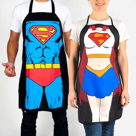 SHOP-STORY - Lot de 2 Tabliers de Cuisine Impression Numérique Super Héros - Version Superwoman & Superman-Ywey (1/4)