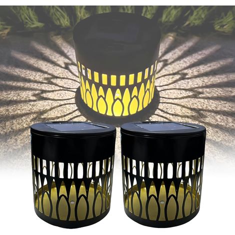 Lot de 2 lampes solaires décoratives en métal à énergie solaire pour terrasse, clôture, mur, clôture, jardin, terrasse, jardin (1/5)