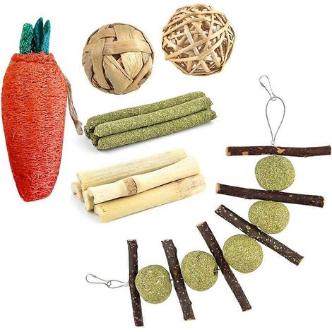 6-teiliges Kauspielzeug für Kaninchen, Luffa-Spielzeug, Grasbälle für Heu, Leckerlis für Kaninchen und Chinchillas (1/5)