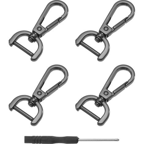 Crochet Pivotants avec Mousqueton Anneau en D 15mm Noir 4pcs (1/5)