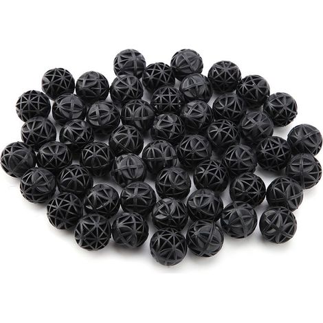 Boules de filtration biochimique 26 mm en PVC + ouate, noires, 50 pièces pour aquarium et bassin (1/5)