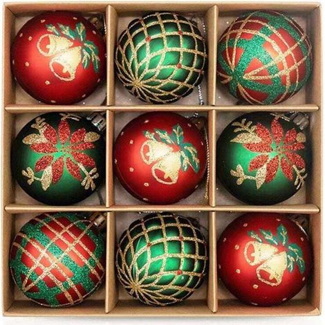 Lot de 9 boules de Noël décoratives de 6 cm, accessoires en polypropylène, décoration pour sapin de Noël, pour mariage, multi-usages (1/4)