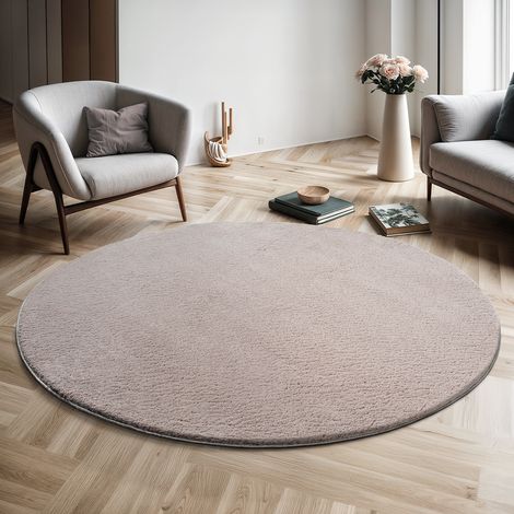Relax tapis salon doux antidérapant lavable sable, 120 x 120 cm (1/5)