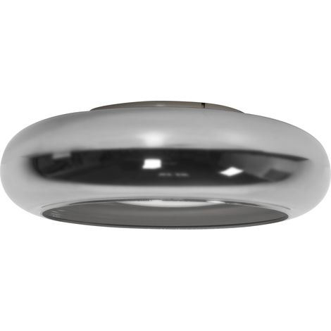 Lámpara de techo moderna con LED integrado pantalla de vidrio en forma de anillo base de metal con regulador de intensidad plateado Nith (1/5)