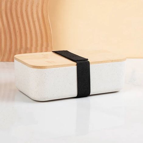 Fiambrera bento para adultos, Modelo japonés con tapa de bambú natural, Tamaño pequeño, libre de BPA, Incluye cubiertos y palillos (1/4)