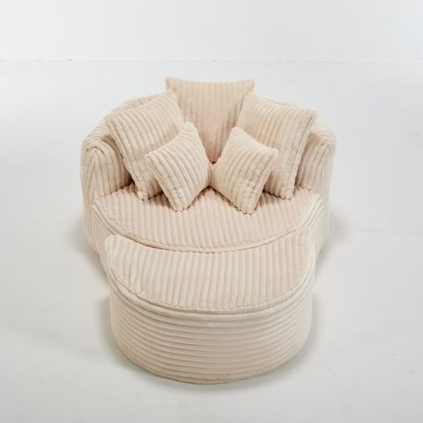 Poltrona relax modulare 168x123x63 cm in ciniglia beige per soggiorno FloraGrace (1/5)