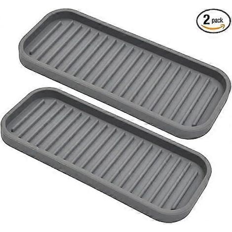 Porte-éponge en silicone - Porte-savon à vaisselle pour plan de travail (lot de 2), Plateau à savon étanche pour évier de cuisine/salle de bain, Distributeur d'éponges à récurer (1/5)