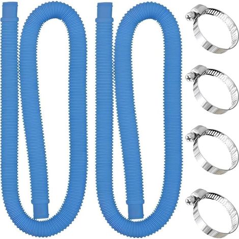 Tuyau Piscine 32mm, 2 Pièces 1m Tuyaux de Rechange pour Piscine Hors Sol avec 4 Pinces Métalliques Tuyau Aspiration Pompe de Remplacement de Pompe de Filtre de Piscine (1/5)