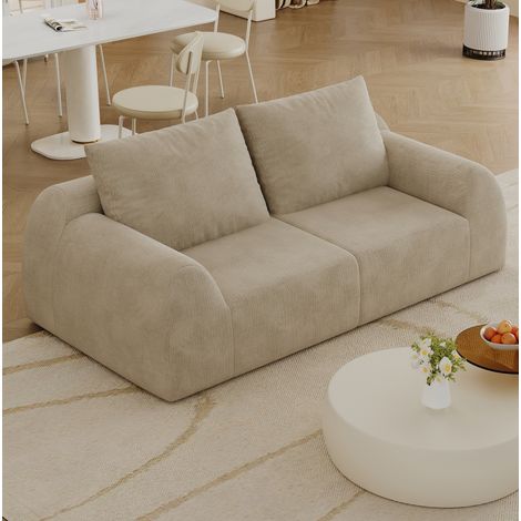 Sofá loveseat de 190 cm sin montaje, tela chenilla, beige, OKWISH (1/5)