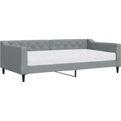 Maison Exclusive - Lit de jour avec matelas gris clair 100x200 cm tissu (1/5)