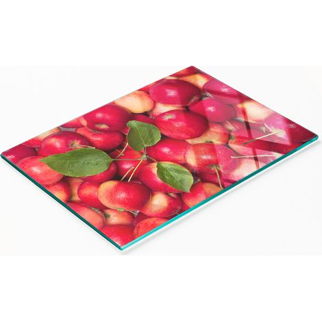 Tabla de cocina de vidrio duradera y elegante con estampado de manzanas rojas, 80x52 cm. (1/5)