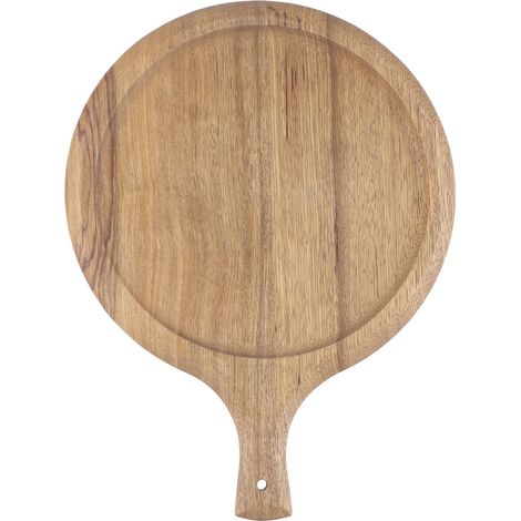Planche à Pizza Ronde en Bois avec Poignée - Plateau de Service et Planche à Découper pour Cuisine (1/5)