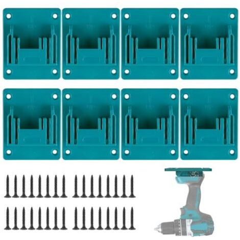 Wall-mounted tool holder for Makita 18V, 8-piece Makita machine holder set with 32 screws, wall-mounted tool holder drill stand for Makita cordless drills, workshop storage (cyan blue)