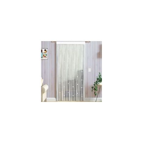 QORVA-100x200cm Blanc Rideau De Porte en Perles Rideau Anti Mouches pour Porte Exterieur Moustiquaire Rideaux Rideau Anti Mouche Exterieur Cloison De Séparation De Pièces