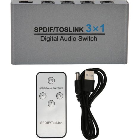 Commutateur audio numérique optique SPDIF/Toslink 3 entrées/1 sortie avec télécommande pour PS5, Xbox et TV HD (1/5)