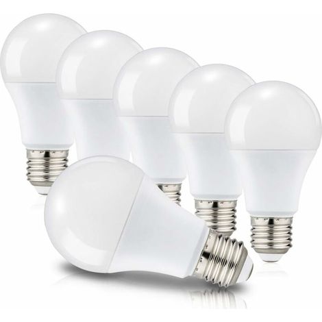 LED Bulbs E27 A60 12W Equivalent to 100W, Edison Screw Base, 6000K Cool White, 1150 Lm, 220-240V, Pack of 6, Non-Dimmable (1/5)
