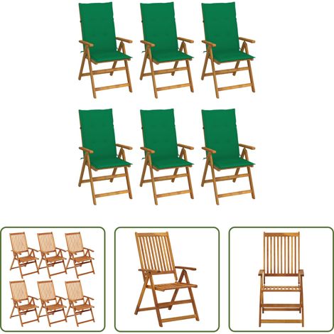 Klappstuhl - Klappbare Gartenstühle 6 Stk. mit Auflagen Massivholz Akazie (1/5)