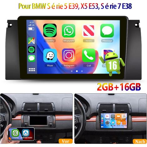 Autoradio tactile 9 pouces Android 16 CarPlay GPS Bluetooth pour BMW Série5 E39 X5 E53 Série7 E38 - 2+16G (1/5)