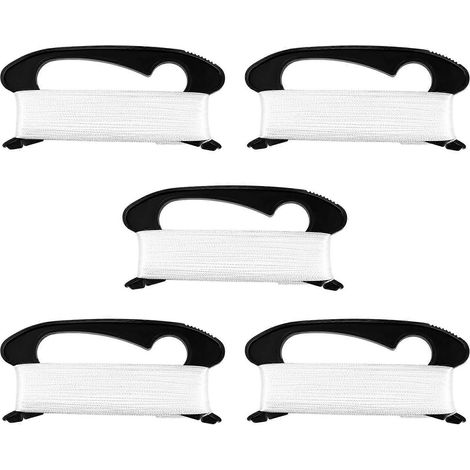 Lot de 5 cordes de cerf-volant de 100 m avec enrouleur, outil de sport de plein air (noir) (1/5)