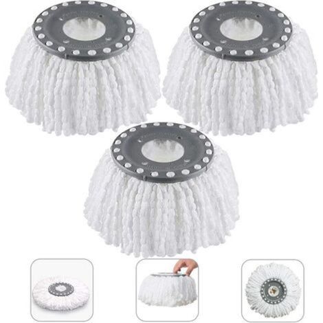 3Pcs Têtes Microfibre Balai, Mop Heads, Tête de Vadrouille Rechange Rond Têtes Mop Rotation à 360 pour Balais Serpillère Rotatif 360°(Diamètre 16 cm) (1/5)