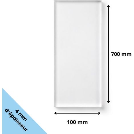 Plaque verre acrylique transparent 4 mm - 10 x 70 cm (100 x 700 mm) - Verre synthétique - Plaque PMMA XT - Plexiglass