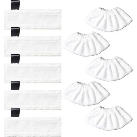 5 Bonnettes pour Buse de Sol en Microfibre + 5 Chiffons pour Buse à Main Accessoire lavables Compatibles avec Kärcher EasyFix SC2, SC3, SC4, SC5 Nettoyeurs Vapeur (1/4)