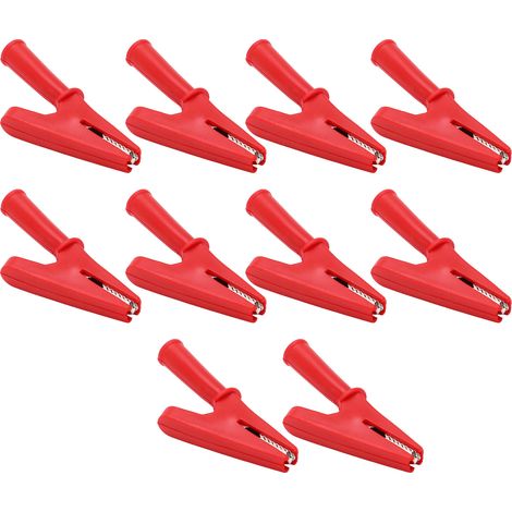 Lot de 10 pinces de test électriques 20A ouverture 10mm pour matériel électronique machines à souder en PVC et laiton (1/5)