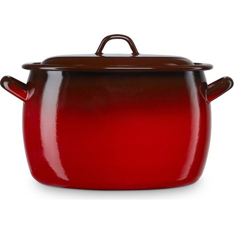 Smaltierte bombierte Kochtopf rot 28 cm 11 l