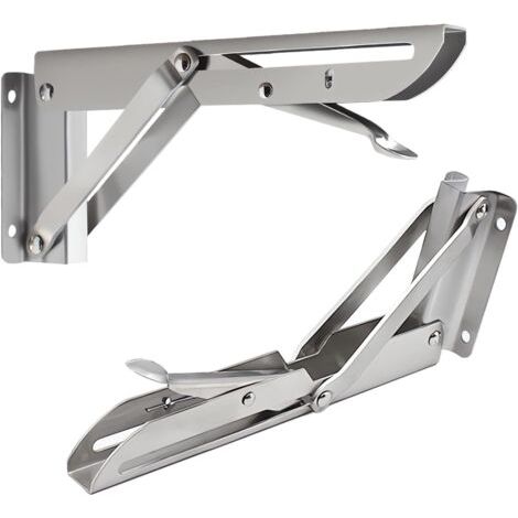 Rabatable 300mm, Support Equerre Pliable 2 Pièces, Support Console Pliable 30cm, Equerre Murale Pliable pour Garage, Cuisine, Bureau, Chambre (Argent-300mm) (1/5)