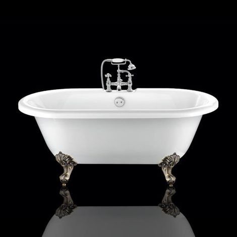 Vasca da bagno freestanding con piedini CHELSEA Bianca 170 cm Piedini di aquila Bronzo