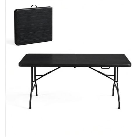 Tavolo pieghevole da balcone in HDPE e metallo nero 180 x 74 x 70 cm MODENUIT (1/5)