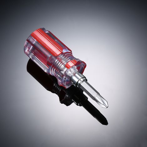 [JAMAIS UTILISÉ]Mini tournevis transparent double usage manuel Phillips et plat, tournevis courts (1/3)