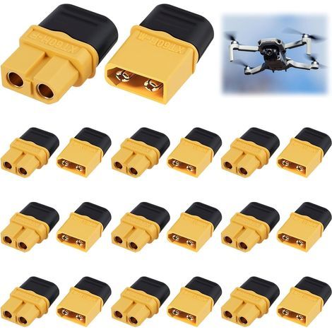 Lot de 20 paires de connecteurs XT-60 mâles femelles XT-60, connecteurs XT60 avec caches, fiche femelle avec gaine pour modèle RC et plus encore (1/5)