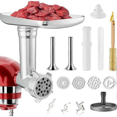 Accessoire hachoir à viande KAMJUNTAR pour robot pâtissier KitchenAid, ensemble hachoir à viande et machine à saucisses 16 pièces (1/5)