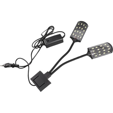 Lampe LED à double tête pour aquarium, haute luminosité, rotation à 360°, avec pince pour aquarium planté. (1/5)
