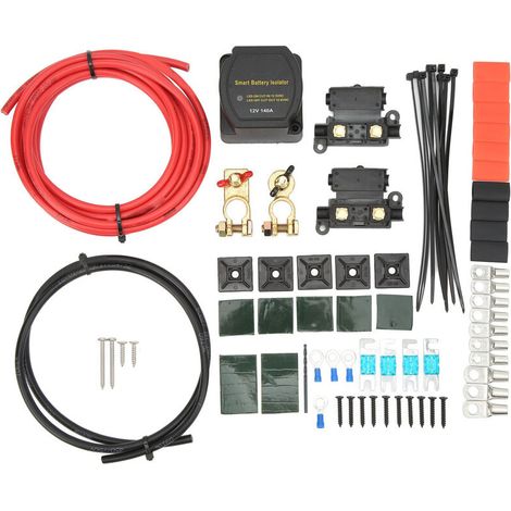 140 AMP 12V Dual Battery Isolator Kit High/Low Voltage Protection Voltage-Sensitive Relay Kit for Cars, RVs, Trucks, SUVs, Boats and Other Vehicle Spare Parts