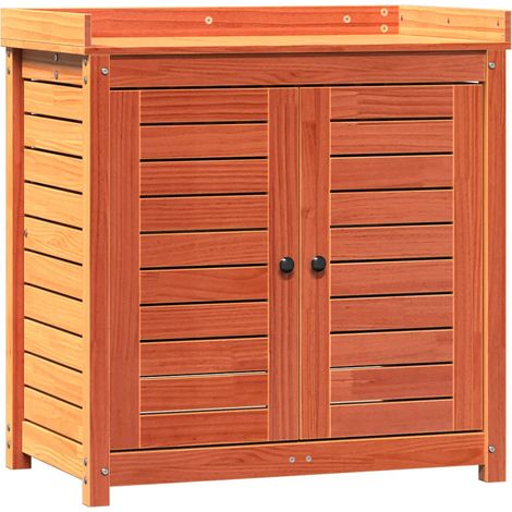 Mesa de plantación con estantes 82,5 x 50 x 86,5 cm espacio de almacenamiento robusto rústico de madera maciza marrón 020049475 (1/5)