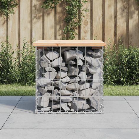 Gartenbank aus Gabionen 43x44x42 cm Massivholz Kiefer (1/5)