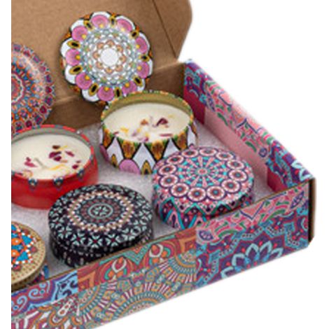 Lot de 6 bougies parfumées à la cire de soja pour l'aromathérapie de la maison. Parfums : lavande, freesia, citronnelle, gardénia, citron rose cristal. (1/5)