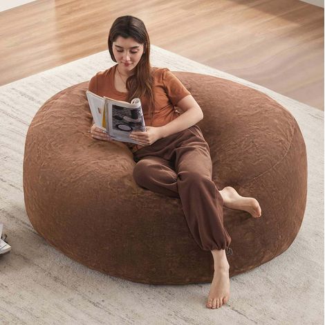 Poltrona pouf 5FT convertibile, 120 x 120 x 60 cm, colore caffè, con fodera lavabile DESVIAE (1/5)