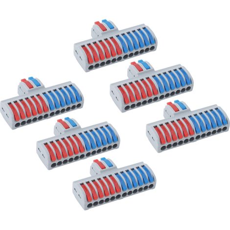 Borniers sur Rail DIN 2 en 12 sorties, connecteur d'épissure de câblage pour appareils ménagers, éclairage, commande électrique, 6 pièces (1/5)