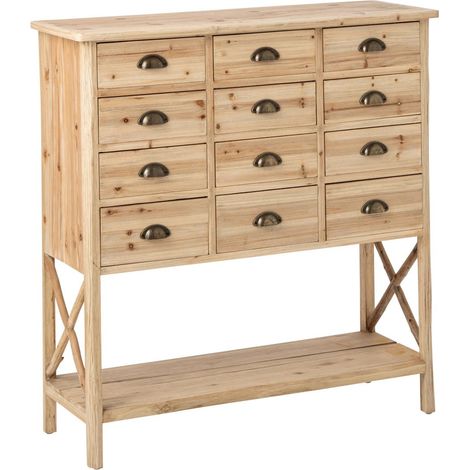 Console en Bois 12 Tiroirs "Chamonix" 104cm Naturel (1/5)