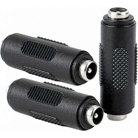 3 Pcs DC Connecteur d'alimentation Femelle à Femelle de 5.5x2.1mm, Adaptateur de coupleur Femelle à Femelle pour CCTV (1/5)