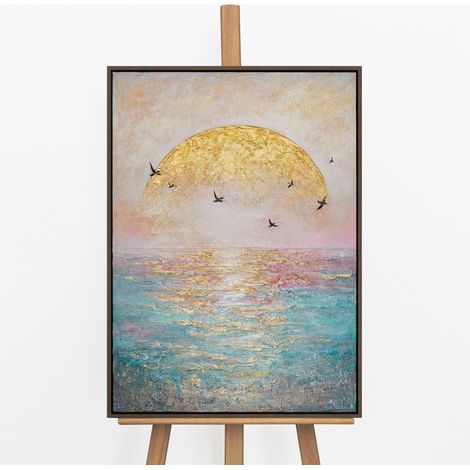Gemälde Sonnenuntergang Rahmen Grau 70x50 cm (1/5)