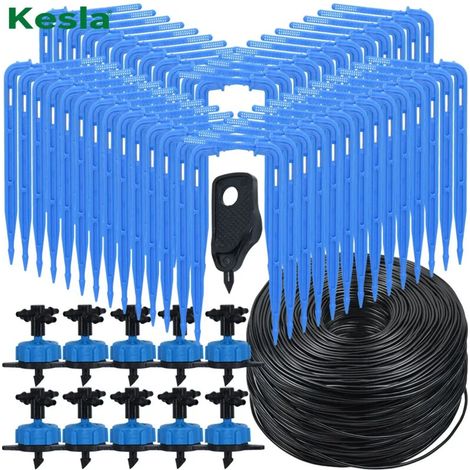 Système d'irrigation goutte à goutte pour serre (tuyau 3/5 mm - 20 m) avec transmetteur fléché 2 voies (3/5 mm) et 4 sorties. Arroseur automatique pour plantes en pot.